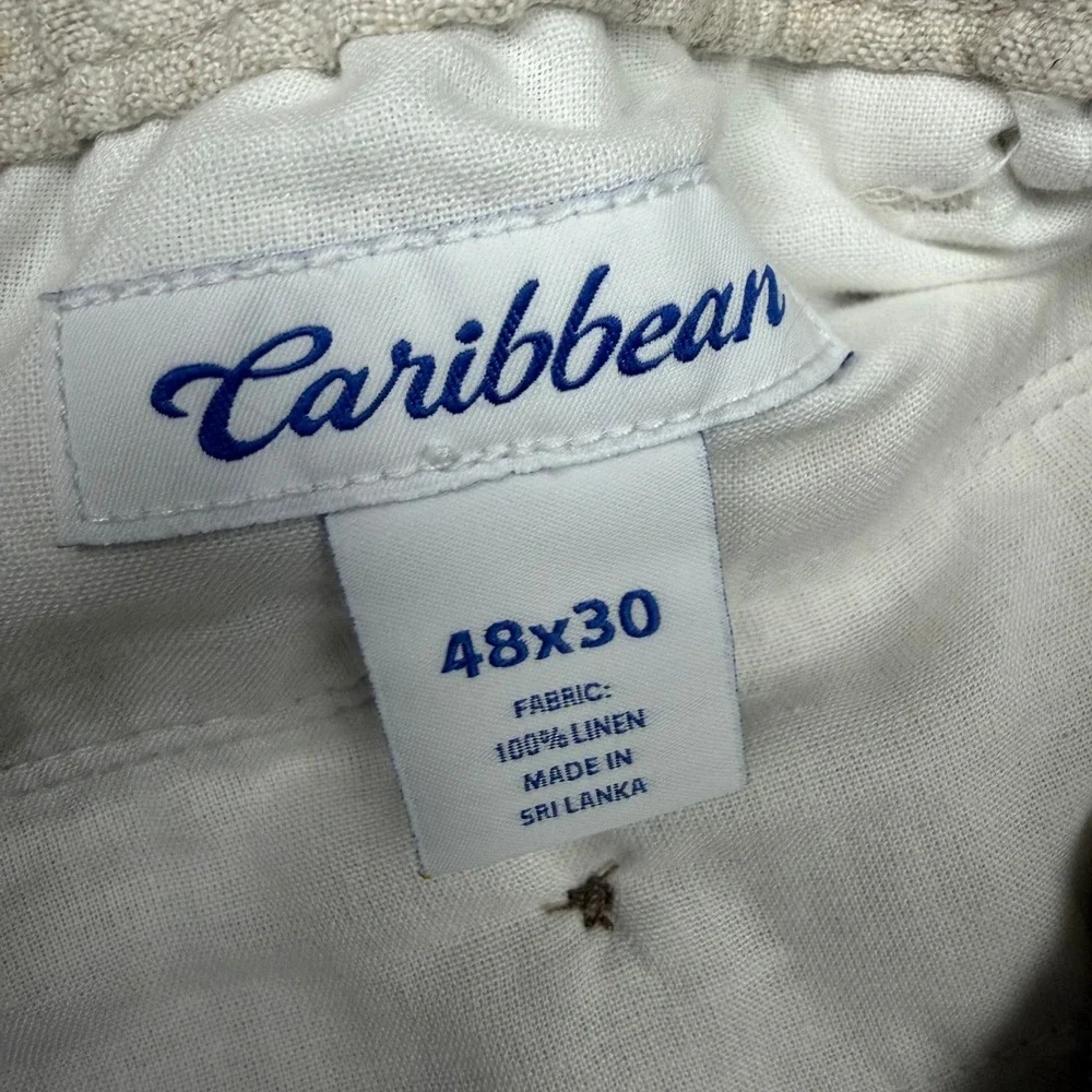Caribbean Roundtree & Yorke Mens 48x30 Natural Linen Drawstring Pants S45PC720B